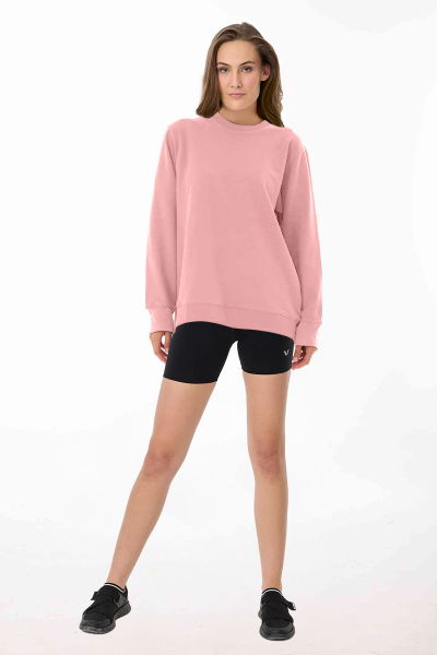 Peak Kadın Yavruağzı Oversize Bisiklet Yaka Basic Sweatshirt 7015 