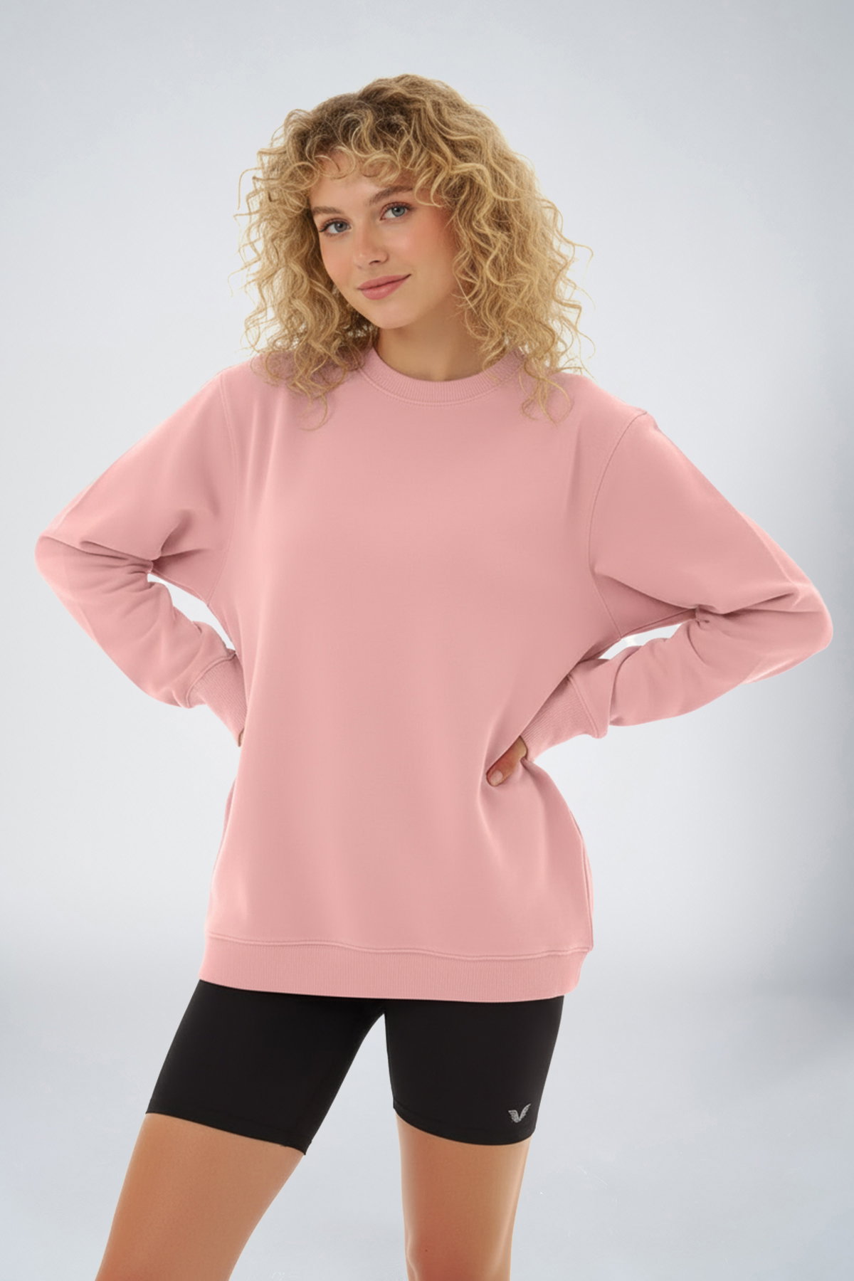 Peak Kadın Yavruağzı Oversize Bisiklet Yaka Basic Sweatshirt | 7015 - PEAK