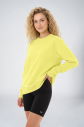 Peak Kadın Toz Sarı Oversize Bisiklet Yaka Basic Sweatshirt | 7015 - 1