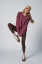 Peak Kadın Plum Oversize Bisiklet Yaka Basic Sweatshirt | 7015 - 1