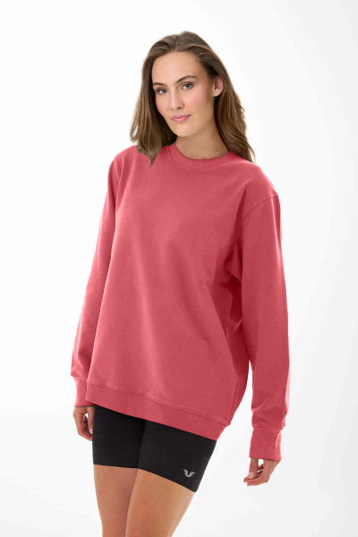 Peak Kadın Rouge Oversize Bisiklet Yaka Basic Sweatshirt 7015 