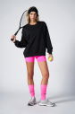 Peak Kadın Siyah Oversize Bisiklet Yaka Basic Sweatshirt | 7015 - 2