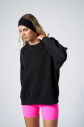 Peak Kadın Siyah Oversize Bisiklet Yaka Basic Sweatshirt | 7015 - 6