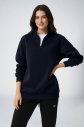 Peak Kadın Lacivert Oversize Fermuarlı Yaka Sweatshirt | 7012 - 2