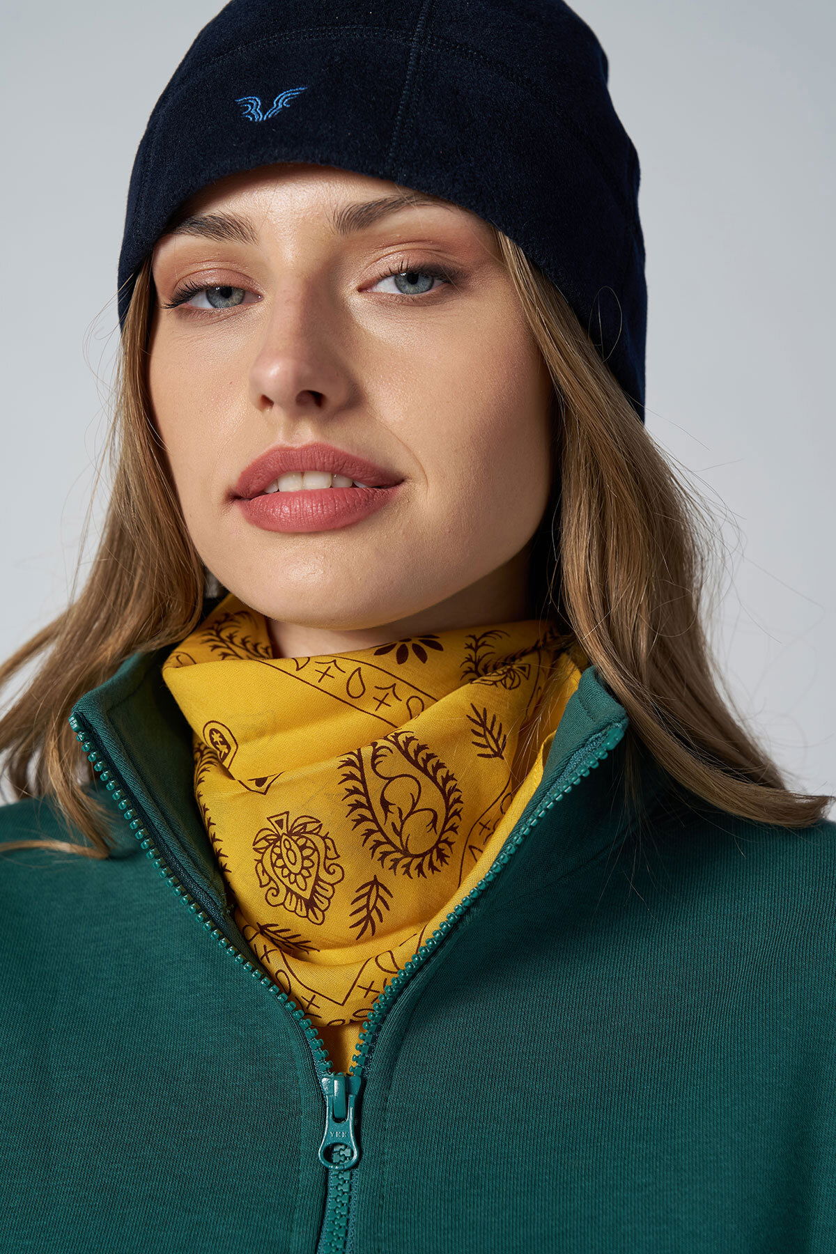 Peak Kadın Yeşil Oversize Fermuarlı Yaka Sweatshirt | 7012 - PEAK