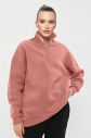 Peak Unisex Pudra Oversize Fermuarlı Yaka Sweatshirt 7012 