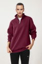 Peak Kadın Bordo Oversize Fermuarlı Yaka Sweatshirt 7012 