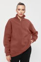 Peak Unisex Toprak Oversize Fermuarlı Yaka Sweatshirt 7012 