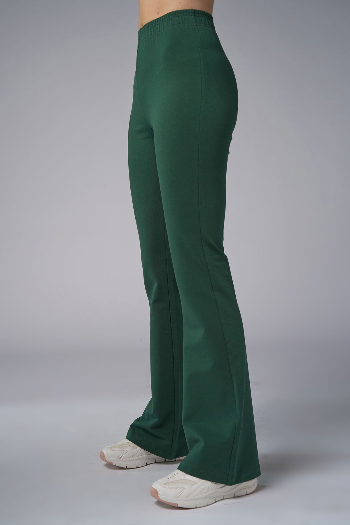 Peak Kadın Koyu Yeşil Yüksek Bel Flare Pantolon Eşofman Altı | 7028 - PEAK