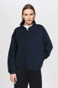 Peak Unisex Lacivert Oversize Şardonlu Fermuarlı Yaka Sweatshirt 7013 - 2