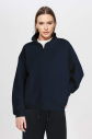 Peak Unisex Koyu Lacivert Oversize Şardonlu Fermuarlı Yaka Sweatshirt 7013 - 2