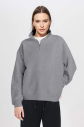Peak Unisex Koyu Gri Oversize Şardonlu Fermuarlı Yaka Sweatshirt 7013 - 2