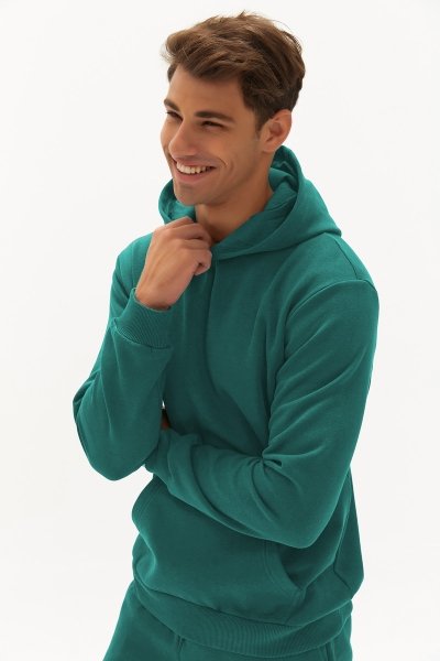 Quicktime Erkek Yeşil Kapüşonlu Oversize Sweatshirt 7003