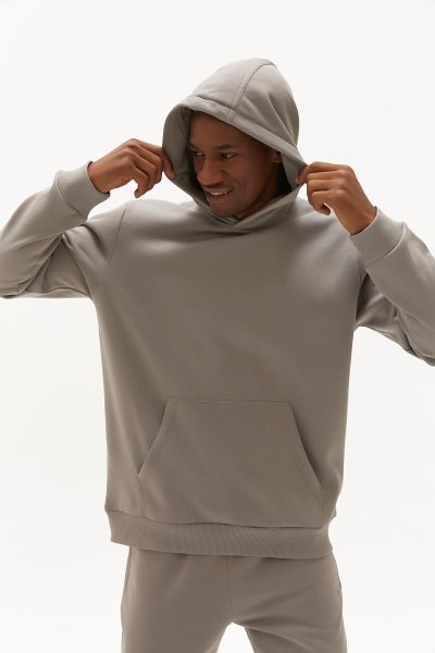 Quicktime Erkek Bej Kapüşonlu Oversize Sweatshirt 7003
