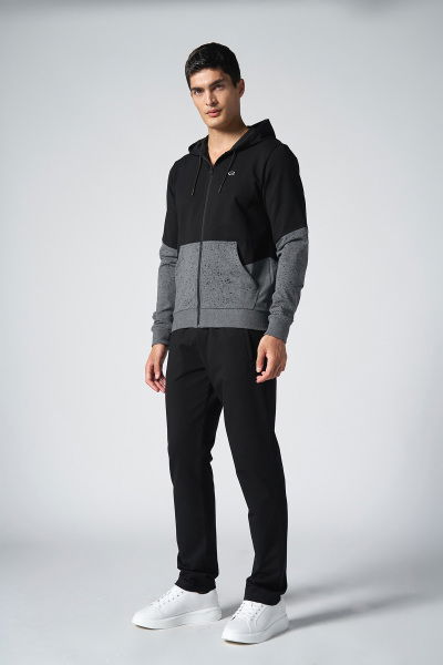 Quicktime Erkek Koyu Gri Melanj Kapüşonlu Eşofman Takımı | 7007 