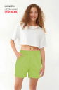 QuickTime Kadın Kaktüs Yüksek Bel Pamuklu Cepli Beli Lastikli Spor Şort | 7006 - 2