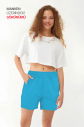 QuickTime Kadın Hawaıı Yüksek Bel Pamuklu Cepli Beli Lastikli Spor Şort | 7006 - 2
